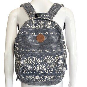 Rip Curl Unisex Canvas Backpack Blue & White Pattern Adjustable Straps Daypack